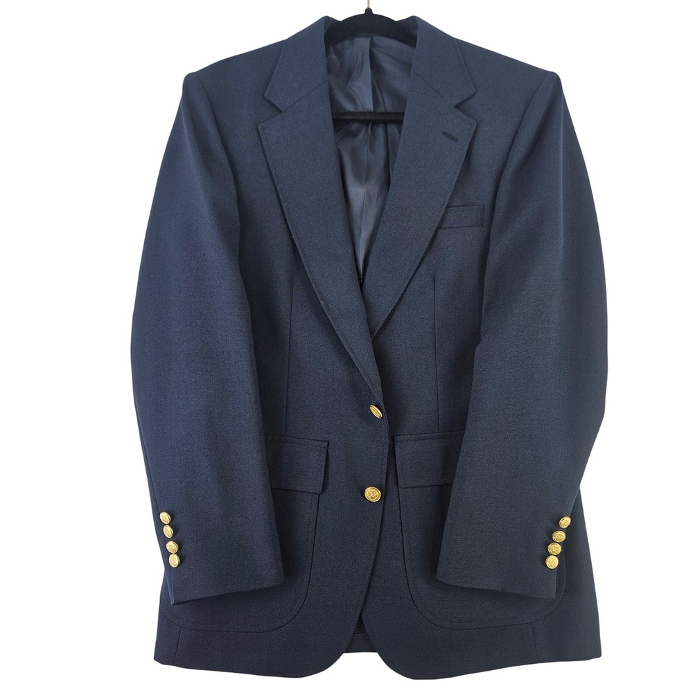 Vtg 90s Andhurst navy gold button blazer sport coat preppy med‎ ~40R yacht USA